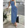 imageZESICA Womens Summer Sleeveless Maxi Dress 2025 Casual Crewneck Pleated Flowy Long Dress with PocketsDustyblue