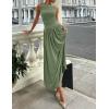 imageZESICA Womens Summer Sleeveless Maxi Dress 2025 Casual Crewneck Pleated Flowy Long Dress with PocketsGreen