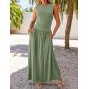 imageZESICA Womens Summer Sleeveless Maxi Dress 2025 Casual Crewneck Pleated Flowy Long Dress with PocketsGreen