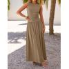 imageZESICA Womens Summer Sleeveless Maxi Dress 2025 Casual Crewneck Pleated Flowy Long Dress with PocketsKhaki