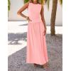 imageZESICA Womens Summer Sleeveless Maxi Dress 2025 Casual Crewneck Pleated Flowy Long Dress with PocketsPink