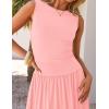 imageZESICA Womens Summer Sleeveless Maxi Dress 2025 Casual Crewneck Pleated Flowy Long Dress with PocketsPink