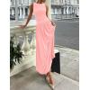 imageZESICA Womens Summer Sleeveless Maxi Dress 2025 Casual Crewneck Pleated Flowy Long Dress with PocketsPink