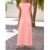 imageZESICA Womens Summer Sleeveless Maxi Dress 2025 Casual Crewneck Pleated Flowy Long Dress with PocketsPink