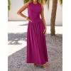 imageZESICA Womens Summer Sleeveless Maxi Dress 2025 Casual Crewneck Pleated Flowy Long Dress with PocketsPlum