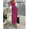 imageZESICA Womens Summer Sleeveless Maxi Dress 2025 Casual Crewneck Pleated Flowy Long Dress with PocketsPlum
