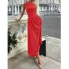 imageZESICA Womens Summer Sleeveless Maxi Dress 2025 Casual Crewneck Pleated Flowy Long Dress with PocketsRed