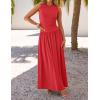 imageZESICA Womens Summer Sleeveless Maxi Dress 2025 Casual Crewneck Pleated Flowy Long Dress with PocketsRed