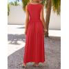 imageZESICA Womens Summer Sleeveless Maxi Dress 2025 Casual Crewneck Pleated Flowy Long Dress with PocketsRed