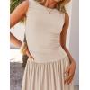 imageZESICA Womens Summer Sleeveless Maxi Dress 2025 Casual Crewneck Pleated Flowy Long Dress with PocketsSand