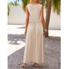 imageZESICA Womens Summer Sleeveless Maxi Dress 2025 Casual Crewneck Pleated Flowy Long Dress with PocketsSand