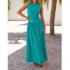 imageZESICA Womens Summer Sleeveless Maxi Dress 2025 Casual Crewneck Pleated Flowy Long Dress with PocketsTurquoise