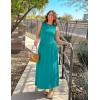 imageZESICA Womens Summer Sleeveless Maxi Dress 2025 Casual Crewneck Pleated Flowy Long Dress with PocketsTurquoise