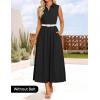 imageZESICA Womens Summer Sleeveless Work Midi Dress 2025 V Neck Casual Swing Office Dresses with PocketsBlack