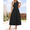 imageZESICA Womens Summer Sleeveless Work Midi Dress 2025 V Neck Casual Swing Office Dresses with PocketsBlack