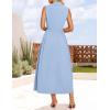 imageZESICA Womens Summer Sleeveless Work Midi Dress 2025 V Neck Casual Swing Office Dresses with PocketsBlue