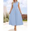 imageZESICA Womens Summer Sleeveless Work Midi Dress 2025 V Neck Casual Swing Office Dresses with PocketsBlue