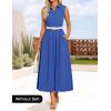 imageZESICA Womens Summer Sleeveless Work Midi Dress 2025 V Neck Casual Swing Office Dresses with PocketsDustyblue