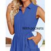 imageZESICA Womens Summer Sleeveless Work Midi Dress 2025 V Neck Casual Swing Office Dresses with PocketsDustyblue