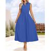 imageZESICA Womens Summer Sleeveless Work Midi Dress 2025 V Neck Casual Swing Office Dresses with PocketsDustyblue