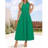 imageZESICA Womens Summer Sleeveless Work Midi Dress 2025 V Neck Casual Swing Office Dresses with PocketsGreen
