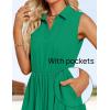 imageZESICA Womens Summer Sleeveless Work Midi Dress 2025 V Neck Casual Swing Office Dresses with PocketsGreen