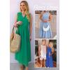 imageZESICA Womens Summer Sleeveless Work Midi Dress 2025 V Neck Casual Swing Office Dresses with PocketsGreen