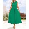 imageZESICA Womens Summer Sleeveless Work Midi Dress 2025 V Neck Casual Swing Office Dresses with PocketsGreen