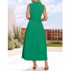 imageZESICA Womens Summer Sleeveless Work Midi Dress 2025 V Neck Casual Swing Office Dresses with PocketsGreen