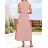 imageZESICA Womens Summer Sleeveless Work Midi Dress 2025 V Neck Casual Swing Office Dresses with PocketsGreypink