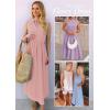 imageZESICA Womens Summer Sleeveless Work Midi Dress 2025 V Neck Casual Swing Office Dresses with PocketsGreypink
