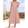 imageZESICA Womens Summer Sleeveless Work Midi Dress 2025 V Neck Casual Swing Office Dresses with PocketsGreypink