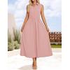 imageZESICA Womens Summer Sleeveless Work Midi Dress 2025 V Neck Casual Swing Office Dresses with PocketsGreypink