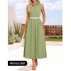 imageZESICA Womens Summer Sleeveless Work Midi Dress 2025 V Neck Casual Swing Office Dresses with PocketsLightgreen