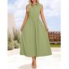 imageZESICA Womens Summer Sleeveless Work Midi Dress 2025 V Neck Casual Swing Office Dresses with PocketsLightgreen