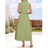 imageZESICA Womens Summer Sleeveless Work Midi Dress 2025 V Neck Casual Swing Office Dresses with PocketsLightgreen