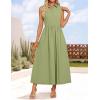 imageZESICA Womens Summer Sleeveless Work Midi Dress 2025 V Neck Casual Swing Office Dresses with PocketsLightgreen