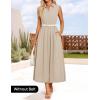 imageZESICA Womens Summer Sleeveless Work Midi Dress 2025 V Neck Casual Swing Office Dresses with PocketsLightkhaki