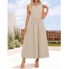 imageZESICA Womens Summer Sleeveless Work Midi Dress 2025 V Neck Casual Swing Office Dresses with PocketsLightkhaki