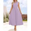 imageZESICA Womens Summer Sleeveless Work Midi Dress 2025 V Neck Casual Swing Office Dresses with PocketsPurple
