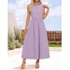 imageZESICA Womens Summer Sleeveless Work Midi Dress 2025 V Neck Casual Swing Office Dresses with PocketsPurple