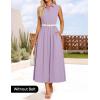 imageZESICA Womens Summer Sleeveless Work Midi Dress 2025 V Neck Casual Swing Office Dresses with PocketsPurple