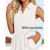 imageZESICA Womens Summer Sleeveless Work Midi Dress 2025 V Neck Casual Swing Office Dresses with PocketsWhite