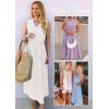 imageZESICA Womens Summer Sleeveless Work Midi Dress 2025 V Neck Casual Swing Office Dresses with PocketsWhite