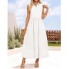 imageZESICA Womens Summer Sleeveless Work Midi Dress 2025 V Neck Casual Swing Office Dresses with PocketsWhite