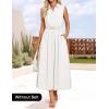 imageZESICA Womens Summer Sleeveless Work Midi Dress 2025 V Neck Casual Swing Office Dresses with PocketsWhite