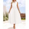 imageZESICA Womens Summer Sleeveless Work Midi Dress 2025 V Neck Casual Swing Office Dresses with PocketsWhite