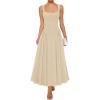 imageZESICA Womens 2025 Summer Sleeveless Square Neck Sundress Casual Long Flowy A Line Beach Vacation Maxi DressesApricot