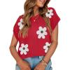 imageZESICA Womens Summer Casual Printed Tops Cap Sleeve Crew Neck Cute Knit Sweaters 2025 Trendy Clothes OutfitsRed