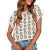 imageZESICA Womens Summer Casual Printed Tops Cap Sleeve Crew Neck Cute Knit Sweaters 2025 Trendy Clothes OutfitsWhite